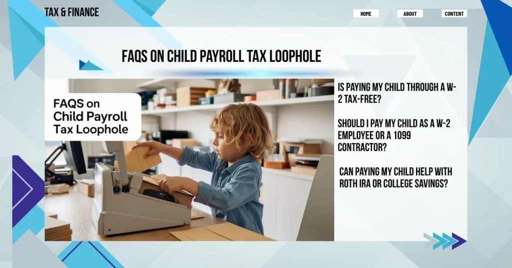 FAQs on Child Payroll Tax Loophole