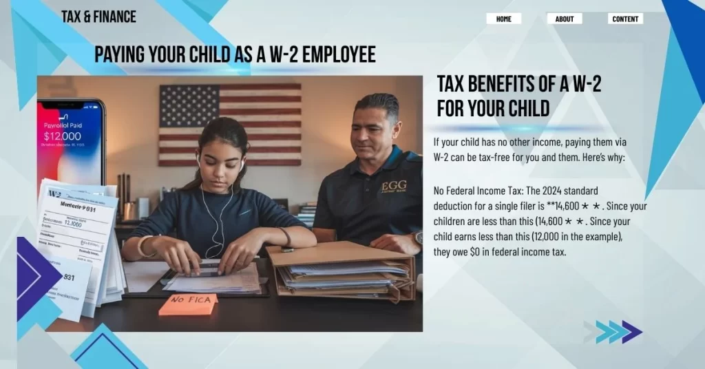 Paying Your Child as a W-2 Employee
