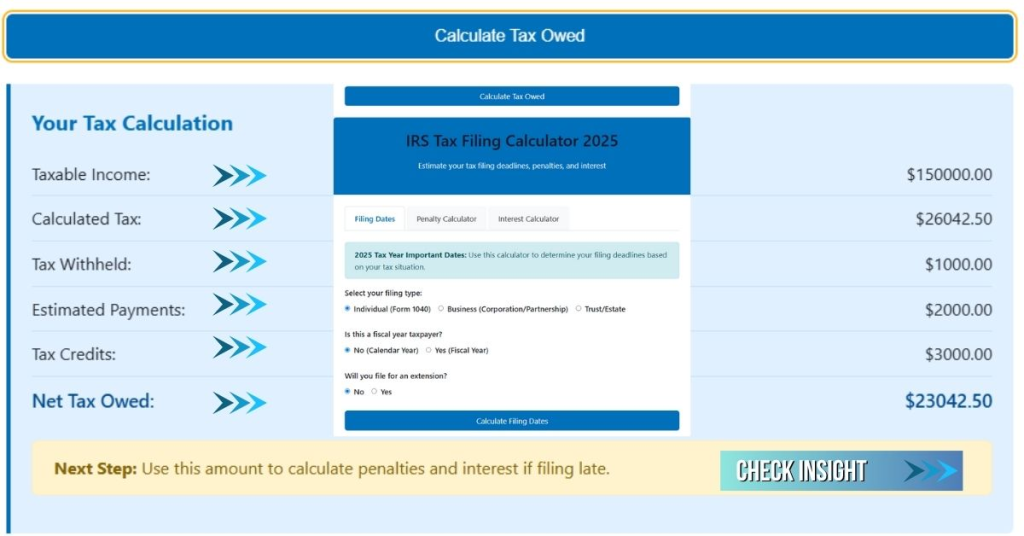 Tax Filing Calculator - Check Results