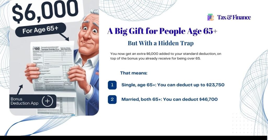 Senior couple reviewing 2026 tax deductions with surprise and joy