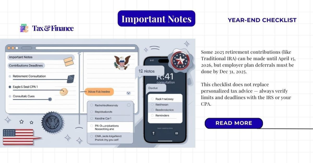 Important Notes For Tax Planning Checklist