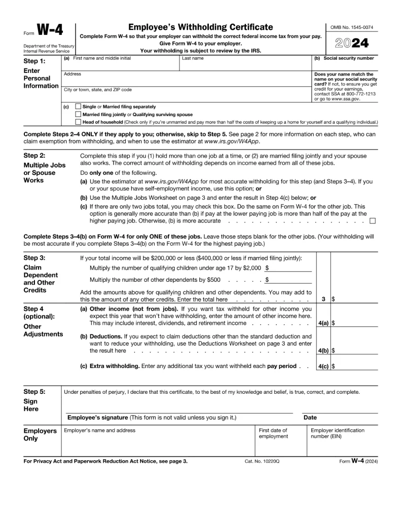 How to fill out Form W-4: Sample Copy of Form W-4