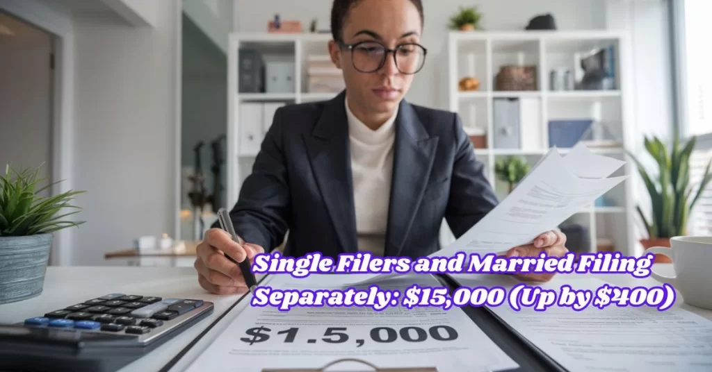 Tax Rates: Single Filers and Married Filing Separately: $15,000 (Up by $400)