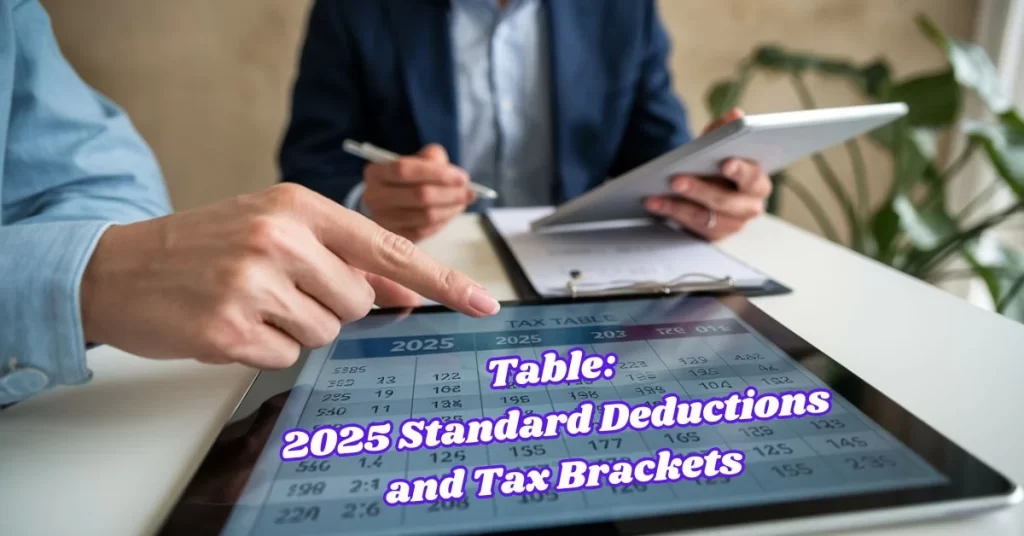 Table: 2025 Standard Deductions and Tax rates and Brackets