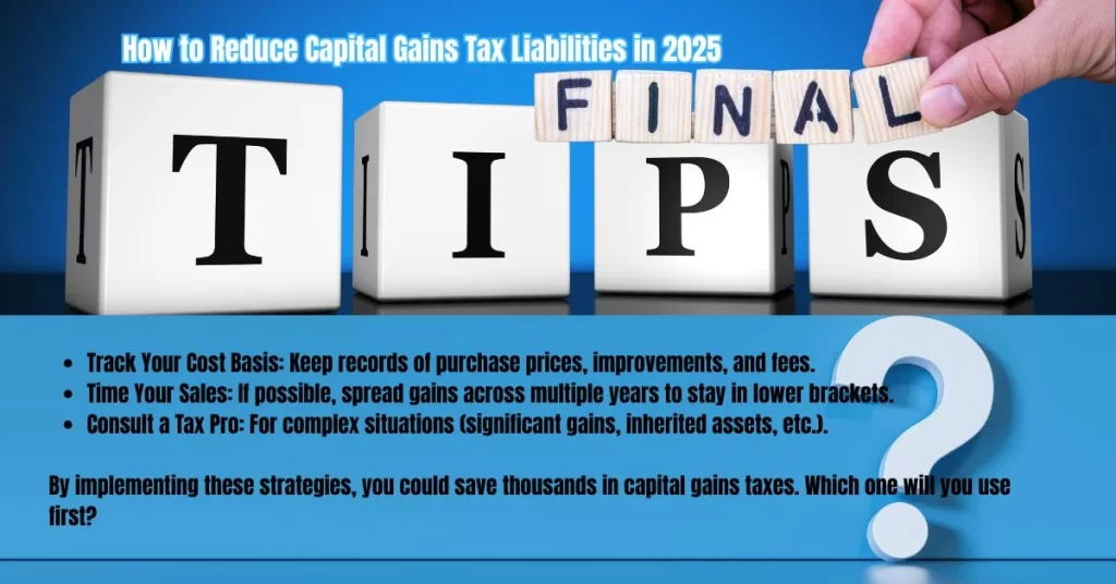 Final Tips for Reducing Capital Gains Tax Liabilities in 2025