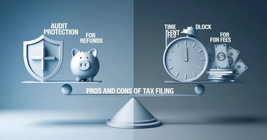 Weighing tax filing pros (refunds, protection) vs cons (time, cost)
