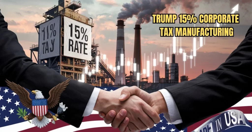 FACTORY AND STOCK MARKET IMAGERY REPRESENTING PROPOSED CORPORATE TAX CUTS
