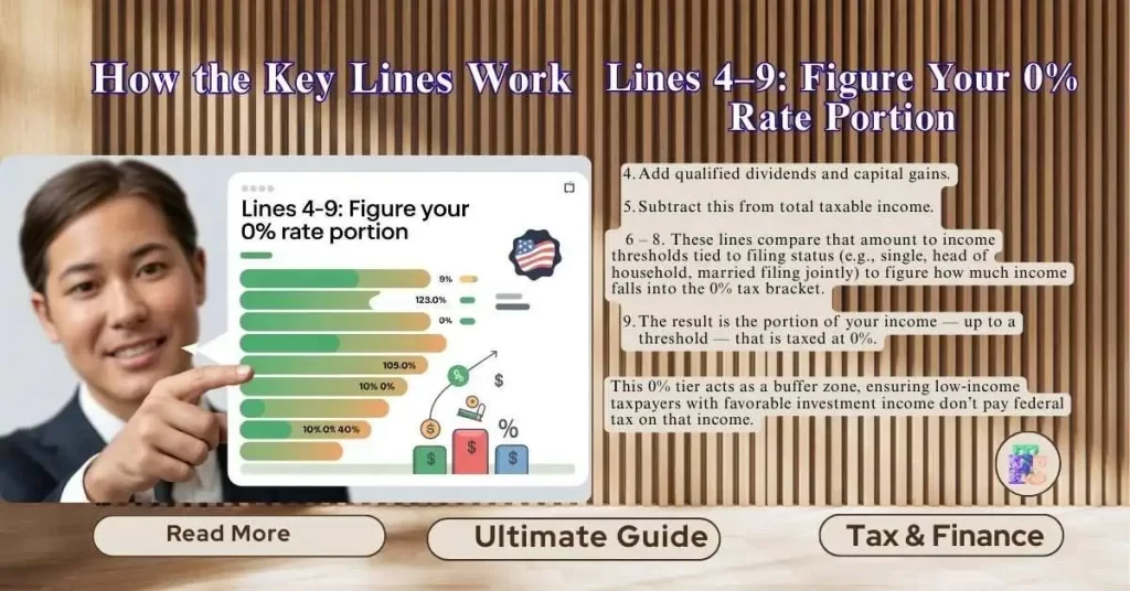 Lines 4–9 Figure Your 0 Rate Portion