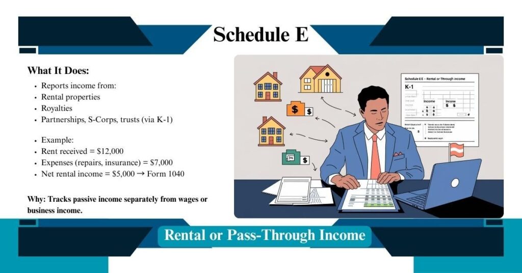 Schedule E – Rental or Pass-Through Income