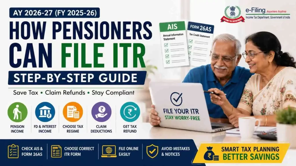 How Pensioners Can File ITR for AY 2026–27 (FY 2025–26) - Step-by-Step Guide