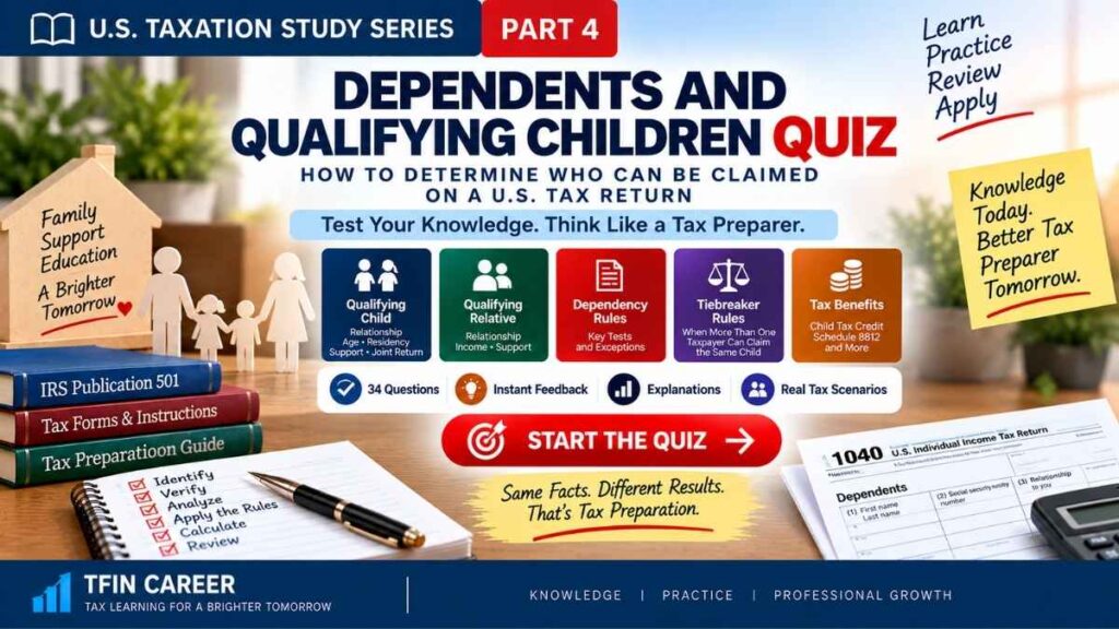 Dependents and Qualifying Children Quiz — US Taxation Part 4 2 Dependents and Qualifying Children Quiz — US Taxation Part 4