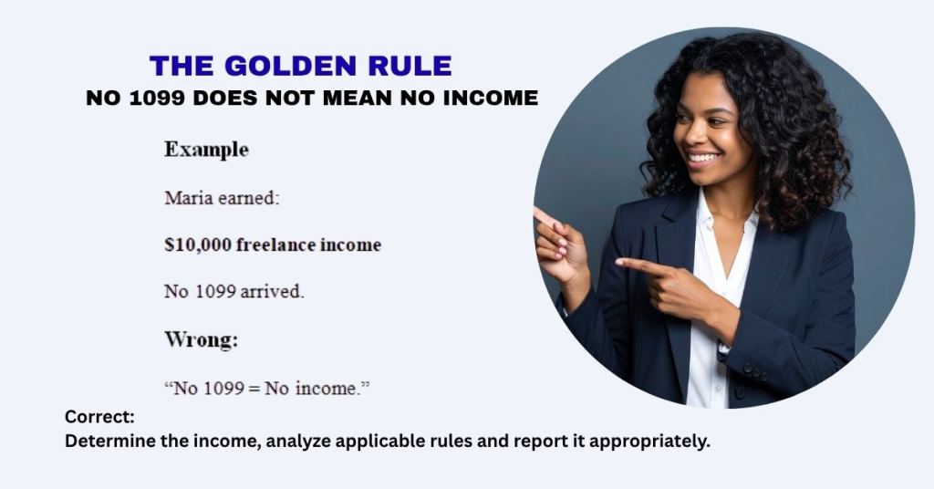 THE GOLDEN RULE - NO 1099 DOES NOT MEAN NO INCOME