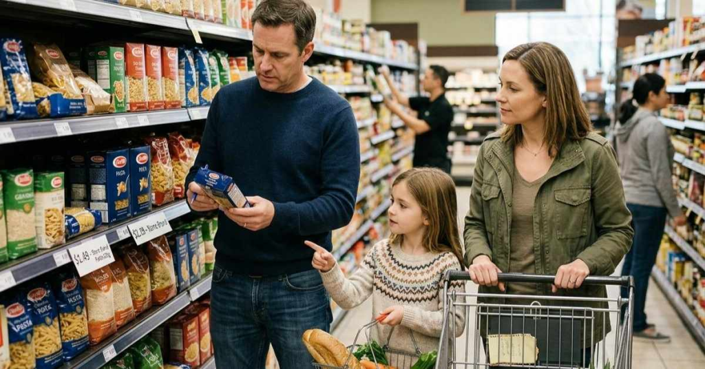 Why Americans Feel Unhappy in a Strong Economy 2026 3 American family facing rising grocery prices despite a strong economy