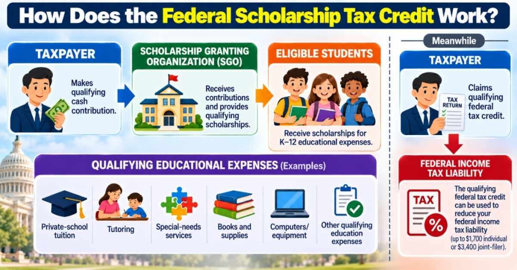 Federal Scholarship Tax Credit 2027: $1,700 Credit Explained 3 How Does the Federal Scholarship Tax Credit Work