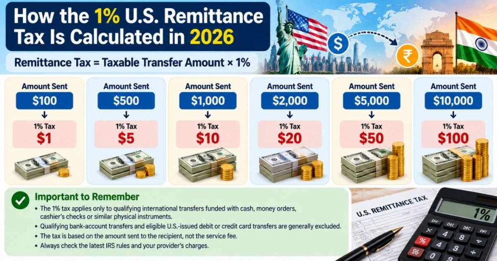 US Remittance Tax 2026: Who Pays the 1% Tax? 4 us-remittance-tax-calculation-2026