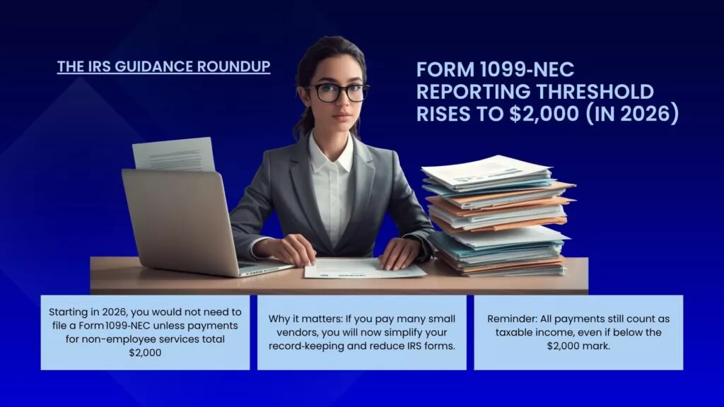 Form 1099‑NEC Reporting Threshold Rises to $2,000 (In 2026)