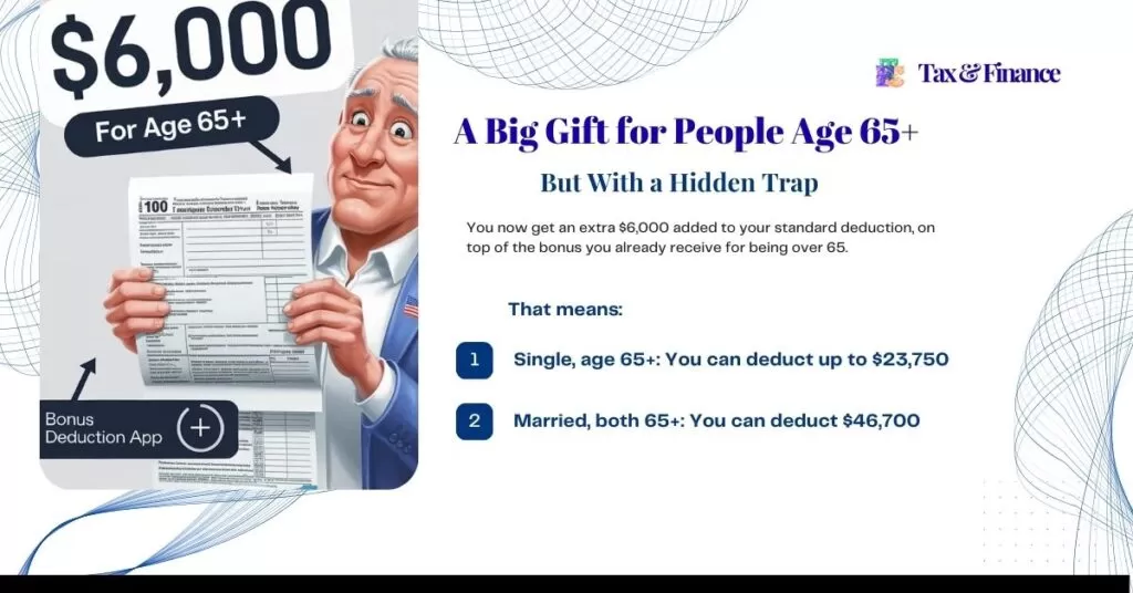 Senior couple reviewing 2026 tax deductions with surprise and joy