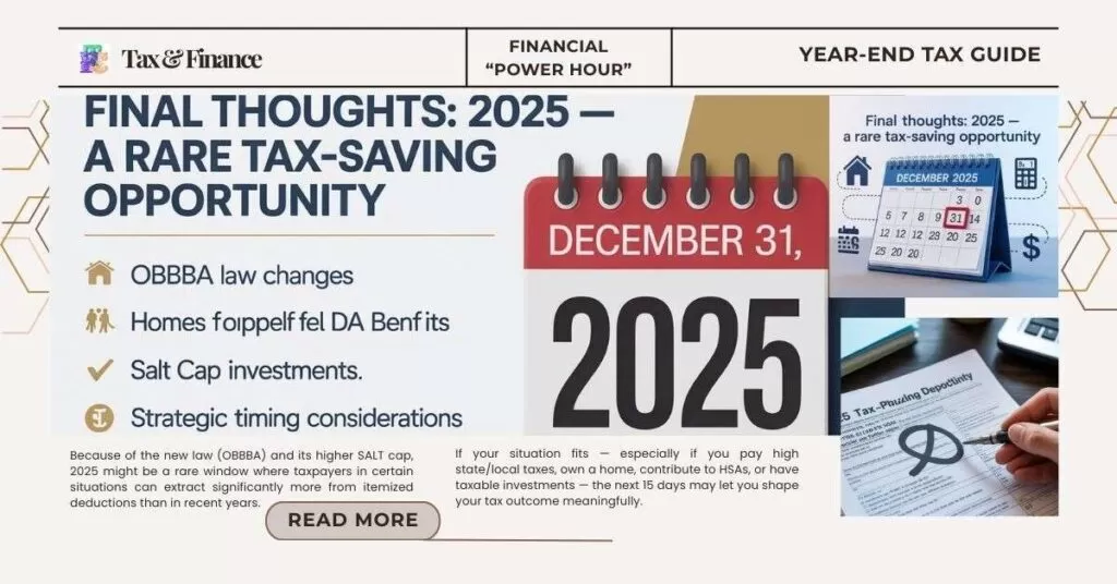 Final Thoughts 2025 — A Rare Tax-Saving Opportunity